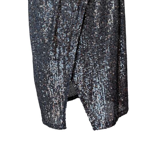 Laundry Shelli Segal  maxi dress size 10 y2k fairy black sequin mesh sparkle VTG - Picture 3 of 9